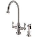 Kingston Brass KS1768ALBS Vintage Classic Kitchen Faucet W/Brass Sprayer, Brushed Nkl KS1768ALBS